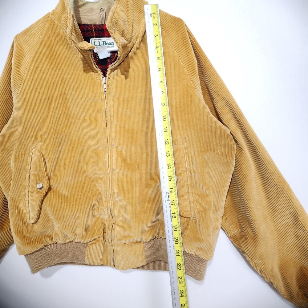 L.L.Bean Vintage Corduroy Jacket Mens Size S Plaid Lined Full Zip Tan Bomber - Picture 6 of 8